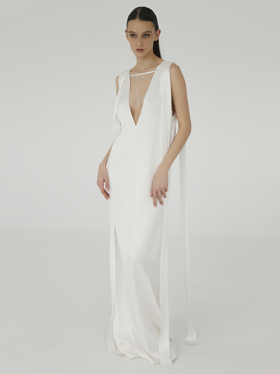 Maxi Dress in Brushed Silk / Off White